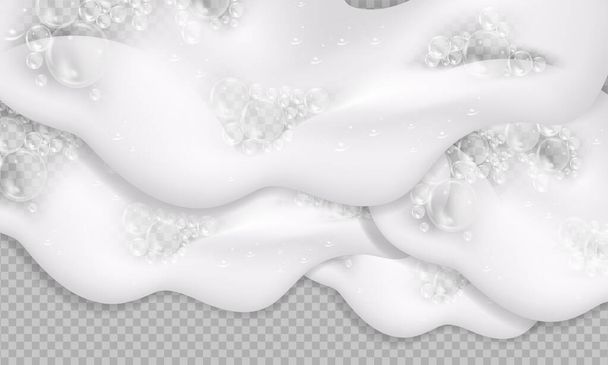 Fundo de espuma de banho. Shampoo bolhas texture.Sparkling shampoo e banho lather vetor ilustração. - Vetor, Imagem