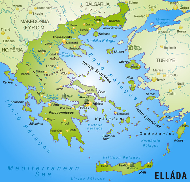 ギリシャ地図 - ベクター画像
