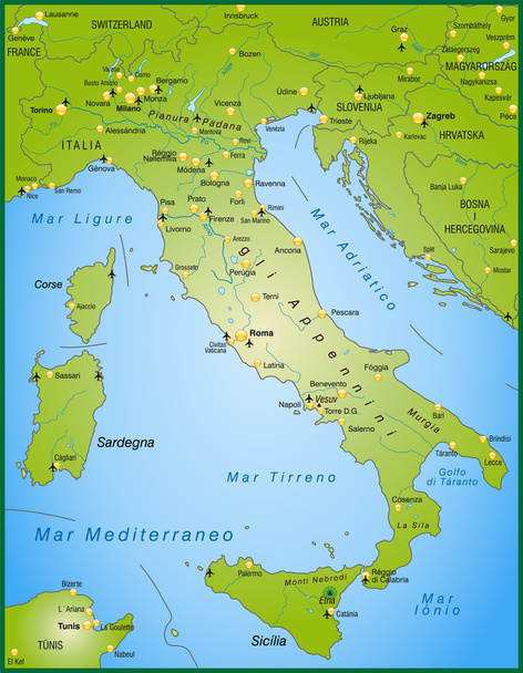 イタリア地図 - ベクター画像