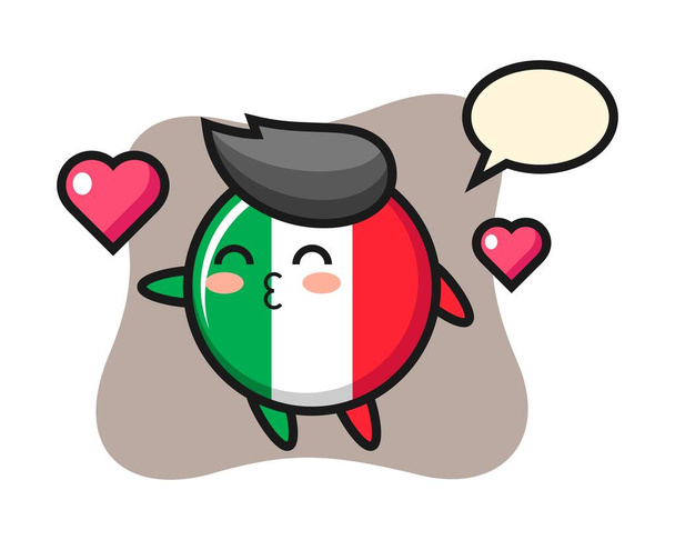 Italia lippu merkki sarjakuva suudella ele - Vektori, kuva