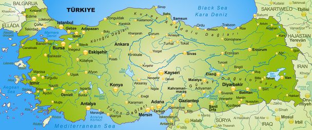トルコ地図 - ベクター画像