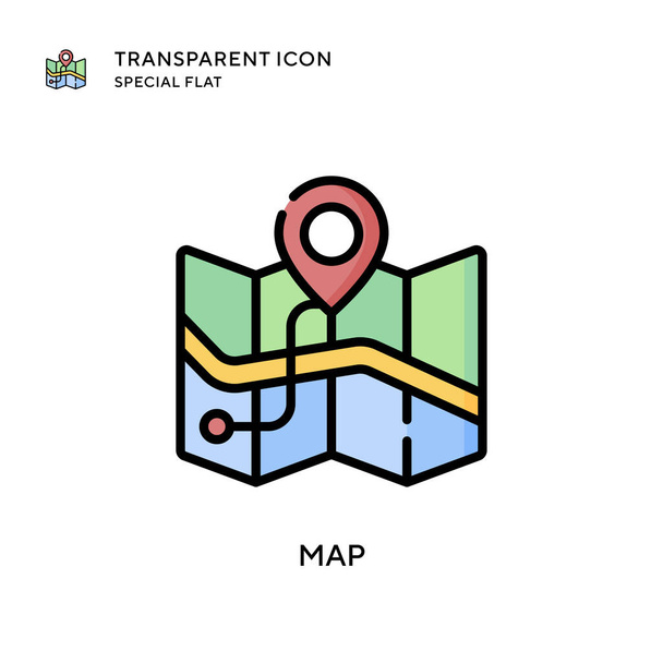 Map vector icon. Flat style illustration. EPS 10 vector. - Vector, Image