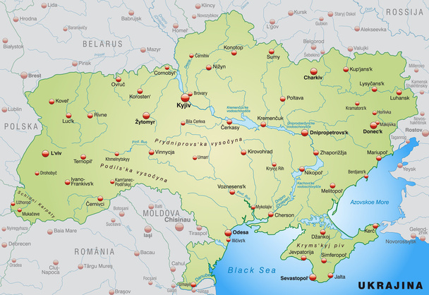 ウクライナ地図 - ベクター画像