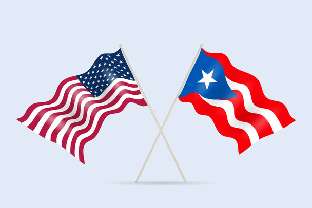 Flagi Portoryko i stosunki amerykańskie. Ilustracja wektora. - Wektor, obraz