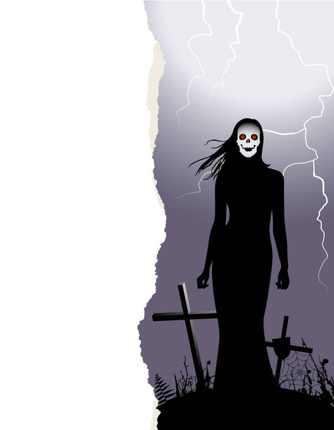 Halloween background with woman ghost  - Vector, Image