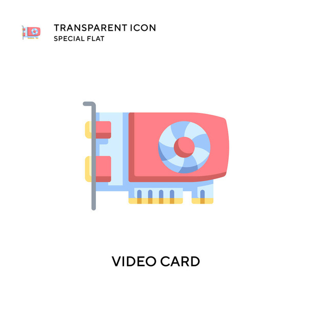 Video card vector icon. Flat style illustration. EPS 10 vector. - Vector, Image