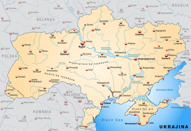 Χάρτης της Ουκρανίας - Διάνυσμα, εικόνα