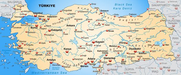 La mappa di Turchia - Vettoriali, immagini
