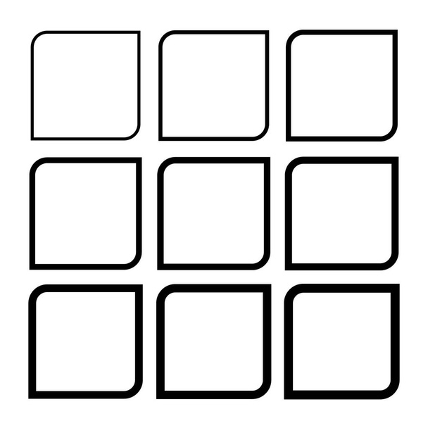 Set of empty frame, collection of outline border design isolated on white background. Black line illustration . - Vector, Image