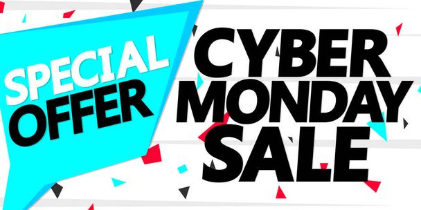 Cyber Monday Sale, poster design template, special offer, vector illustration - Vector, Image