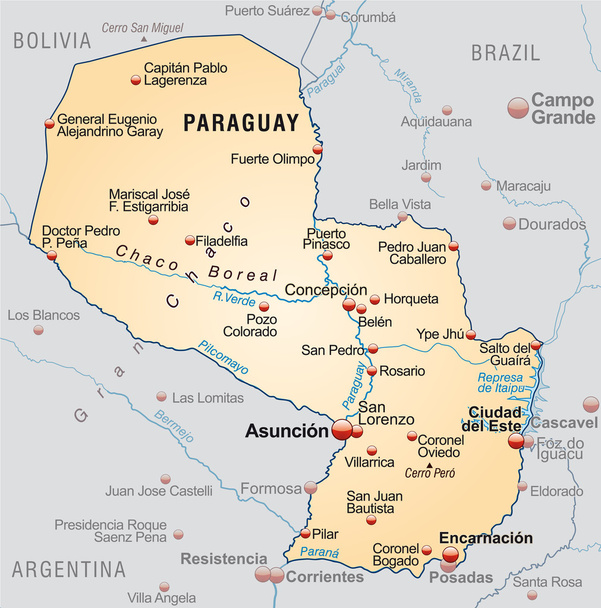 Paraguayn kartta
 - Vektori, kuva