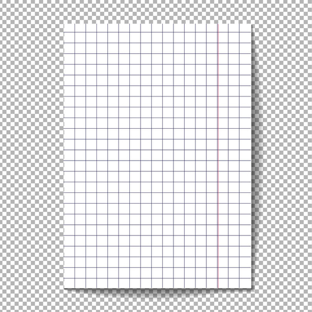 Relistický bílý list papíru v kleci na průhledném pozadí. Izolovaný vektorový objekt. EPS 10 - Vektor, obrázek
