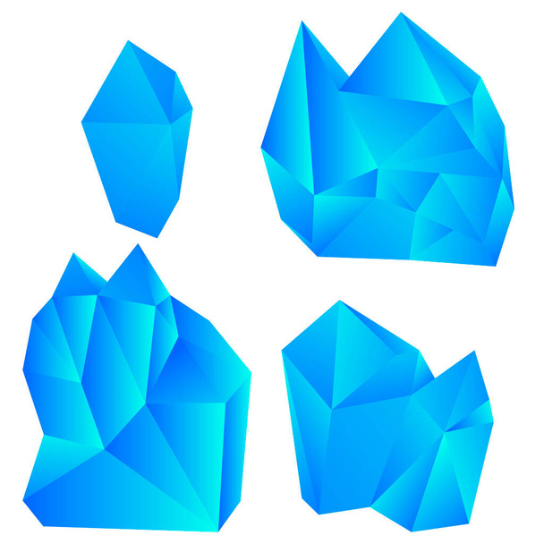 Conjunto de cristales de colores aislados sobre fondo blanco. Ilustración vectorial. - Vector, Imagen