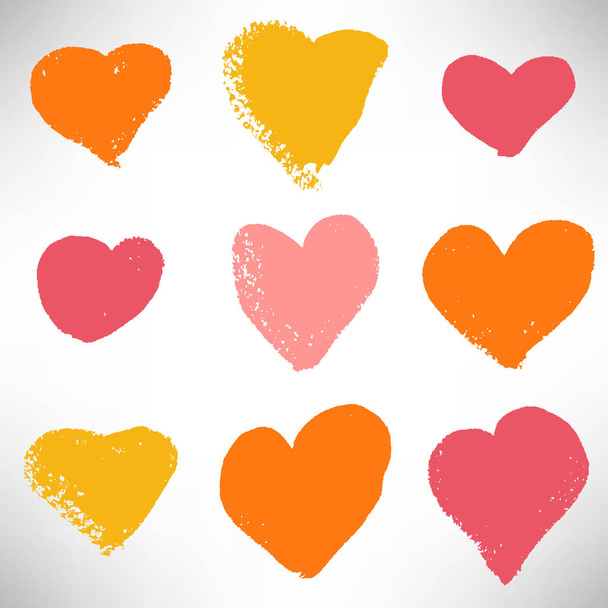 Set of hand drawn hearts. Cute heart collection isolated on white. Vector illustration.  - Vecteur, image