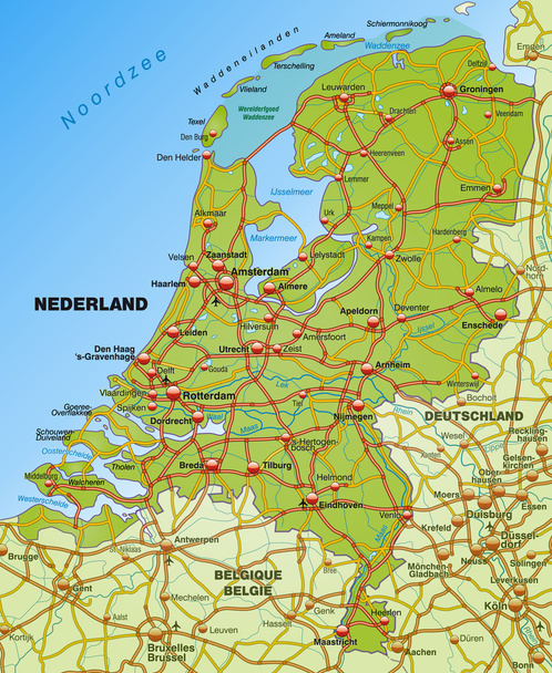 Χάρτης της Ολλανδίας - Διάνυσμα, εικόνα