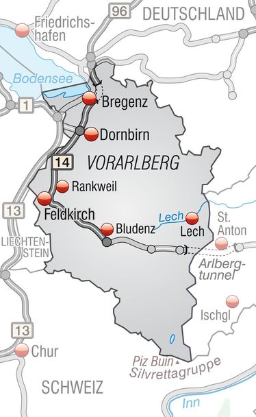 Map of vorarlberg - Vector, Image