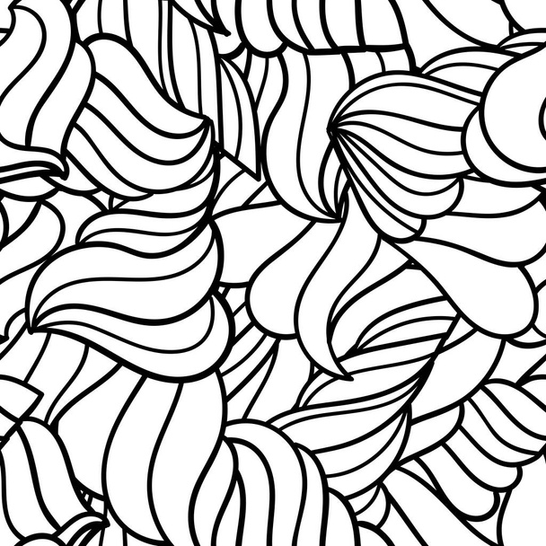 Niedliches lineares wellenförmiges Doodle-nahtloses Muster. Handgezeichneter entkleideter Hintergrund. Unendliches geometrisches Packpapier, Stoff, Textil. Vektorillustration.     - Vektor, Bild