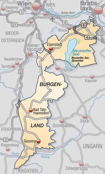Mapa online de Burgenland
 - Vector, imagen