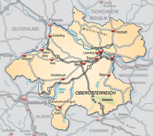 Map of upper Austria - Vector, Image