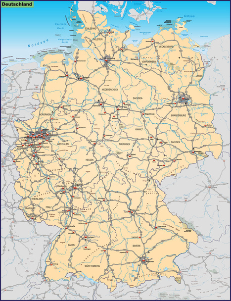 Χάρτης της Γερμανίας - Διάνυσμα, εικόνα