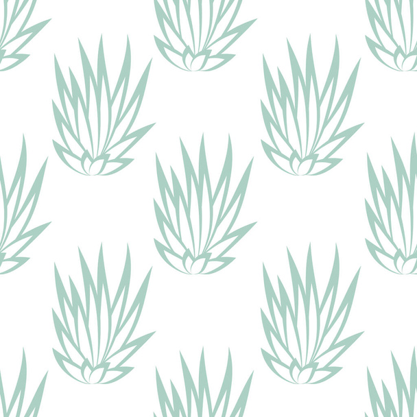Linear succulent bush seamless pattern on white background. Vector illustration. - Vektör, Görsel
