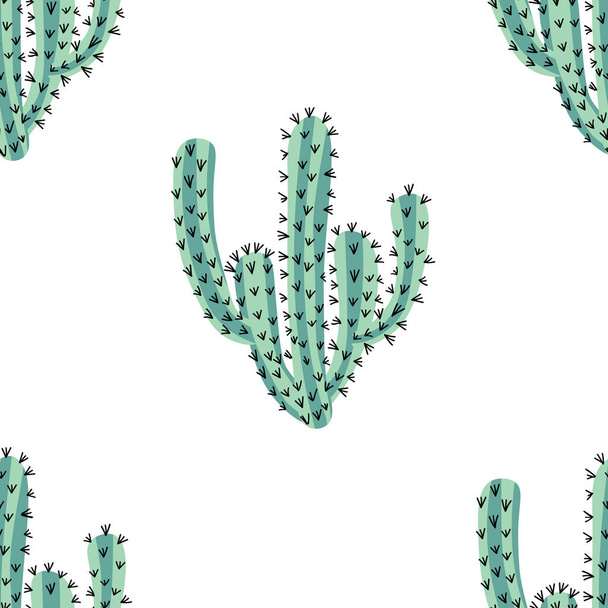 Cactus seamless pattern on white background. Vector illustration. - ベクター画像