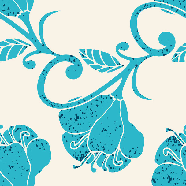 Bunte handgezeichnete florale nahtlose Muster mit fantasievollen Grunge-Blumen. Abstrakter Hintergrund. Vektorillustration. - Vektor, Bild
