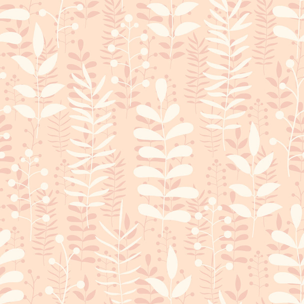 Floral seamless pattern with branches and leaves. Vector illustration. - Vektör, Görsel