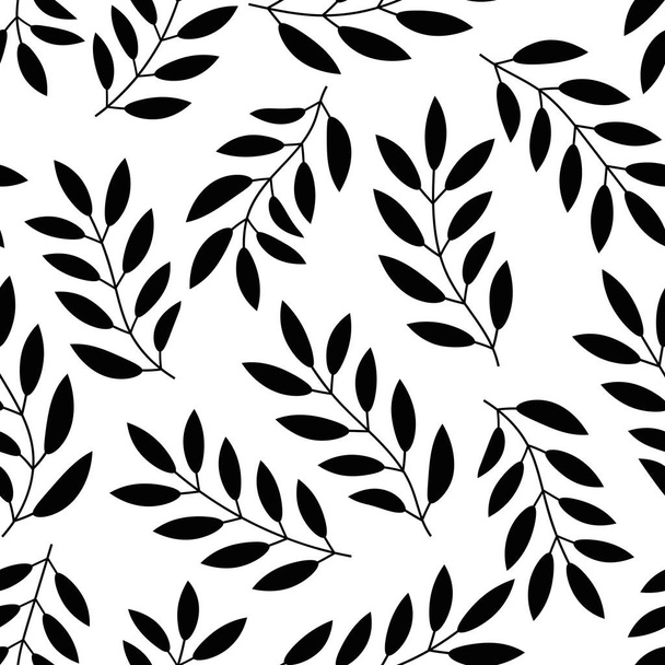 Floral seamless pattern with branches and leaves. Vector illustration. - Vektor, kép