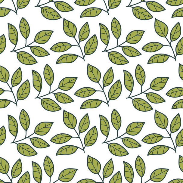 Floral seamless pattern with branches and leaves. Vector illustration. - Vector, Image