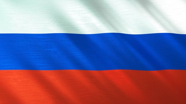 Oroszország zászlaját lobogtatva. Kiváló minőségű 3D illusztráció. Tökéletes hír, riport, események.  - Fotó, kép