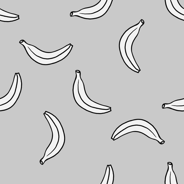 Bezproblémový vzor s kresleným banánem. Ovocné pozadí. Vektorová ilustrace. - Vektor, obrázek