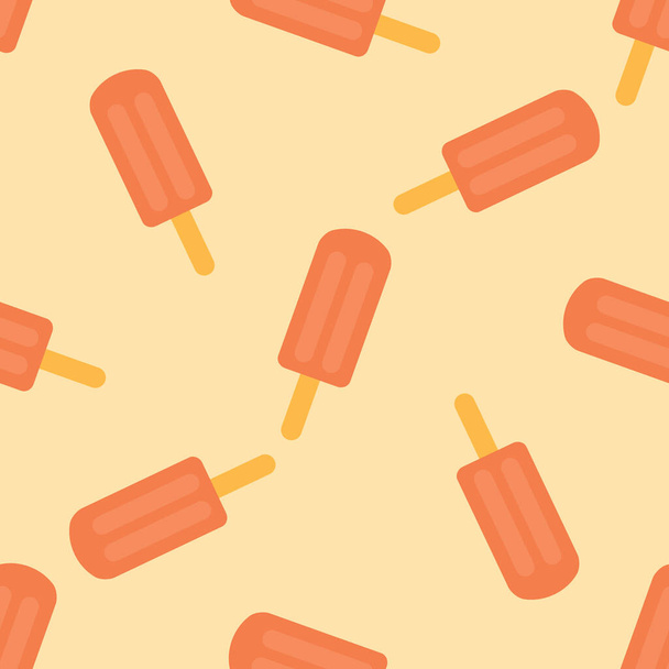 Vector seamless pattern of ice cream. Ice cream with fruit juice. Popsicle on a stick - Wektor, obraz