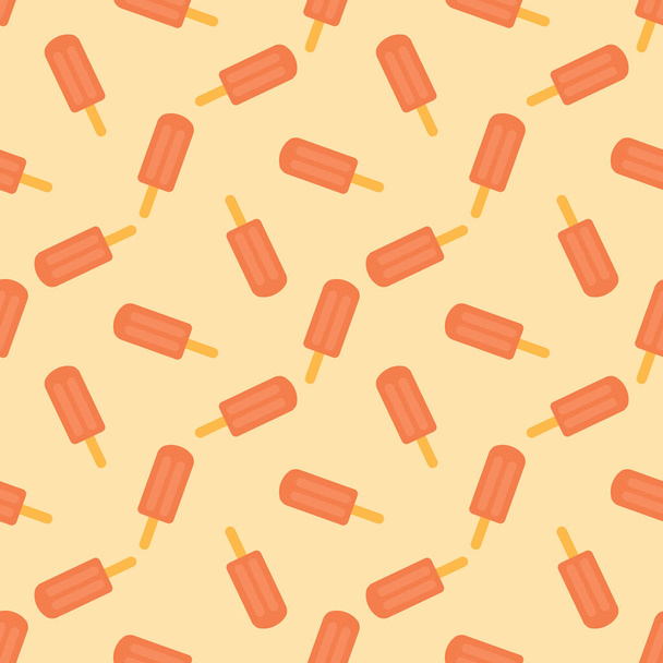 Vector seamless pattern of ice cream. Ice cream with fruit juice. Popsicle on a stick - Wektor, obraz