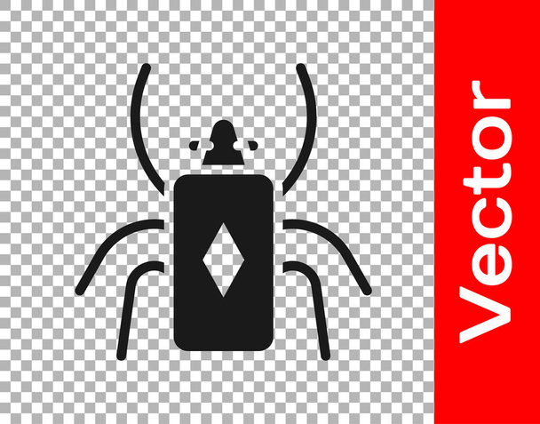 Escarabajo Negro icono de error aislado sobre fondo transparente. Vector. - Vector, imagen
