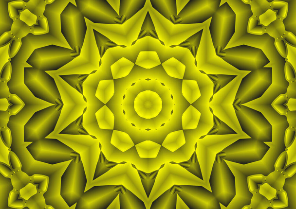 Illustration numérique, géométrique abstrait kaléidoscope coloré motif symétrique avec effet dégradé. Vintage beau fond décoratif - Photo, image