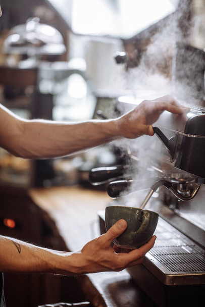 aromatic steam from tasty hot coffee beverage - 写真・画像
