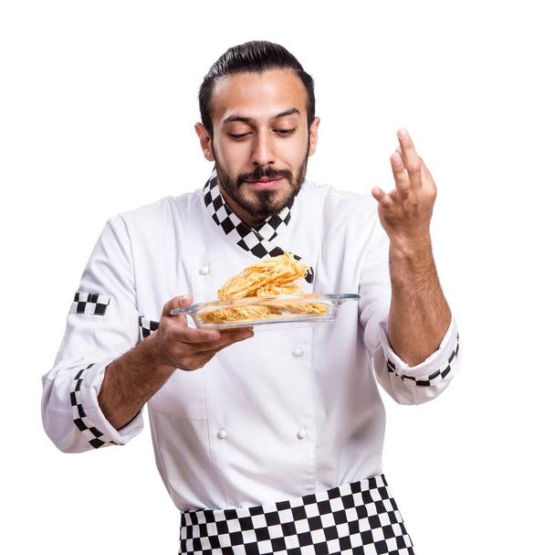 Engraçado cozinheiro masculino isolado no fundo branco - Foto, Imagem