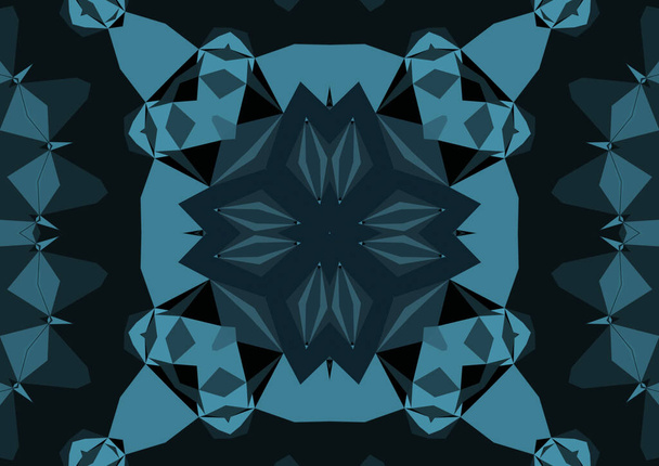 Vintage decorativo sfondo blu con geometrico astratto caleidoscopico modello simmetrico - Foto, immagini