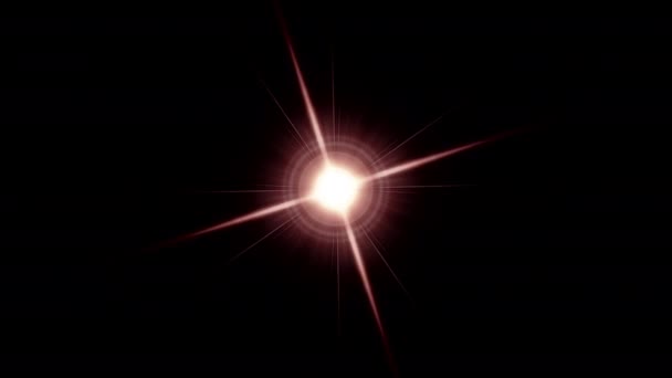 Abstract centrum flikkerende ster optische lens flares licht rotatie animatie achtergrond. 4K naadloze dynamische kinetische felle flitslichtstralen effect. Flares lichtstrepen emissie van centrum cirkel. - Video