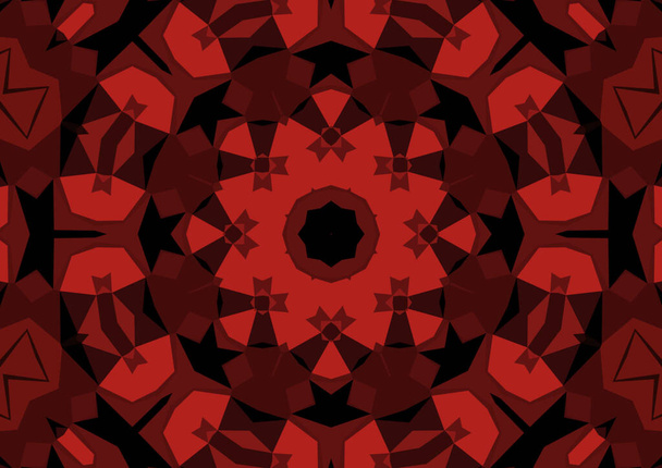 Fondo rojo decorativo vintage con patrón simétrico caleidoscópico abstracto geométrico - Foto, Imagen