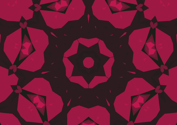 Vintage decorative red  background with geometric abstract kaleidoscopic symmetrical pattern - Фото, зображення