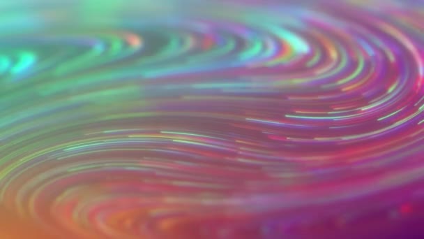 3d abstrakcyjne tło neonowych świecących linii w ruchu w cyfrowej powierzchni technologicznej - Materiał filmowy, wideo