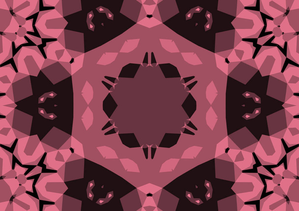 Vintage decorative background with geometric abstract kaleidoscopic symmetrical pattern - Foto, imagen