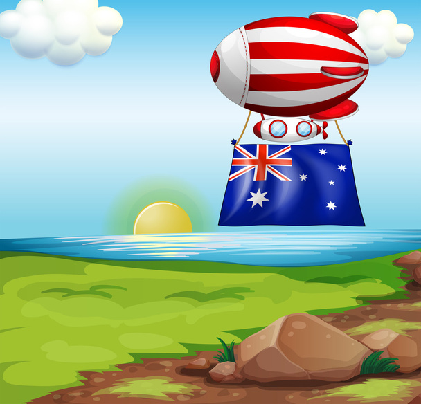 Avustralya bayrağı ile kayan bir balon - Vektör, Görsel