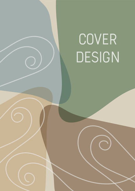 Muted colors abstract hand drawn background with organic shapes and sample text in trendy style. Vctor illustration. Design for cover, flyer, card, branding. - Vector, Image