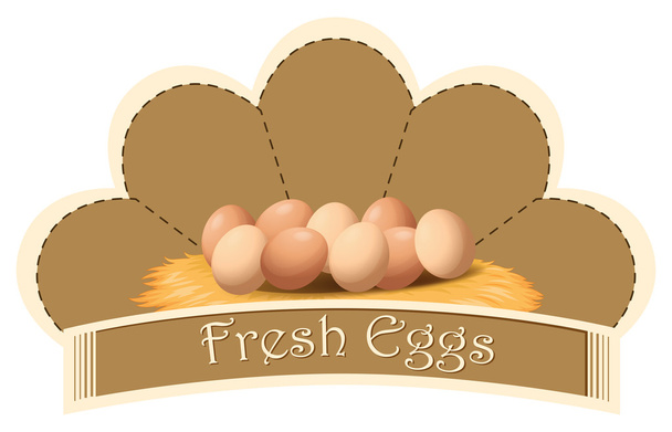 A fresh eggs label with eggs - Vector, Image