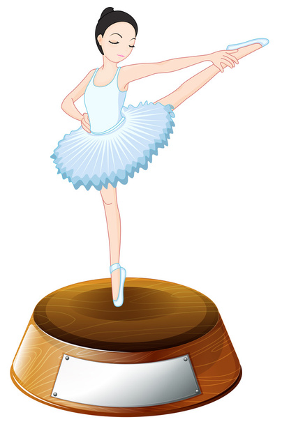 Балетный танцор над трибуной с пустой этикеткой
 - Вектор,изображение
