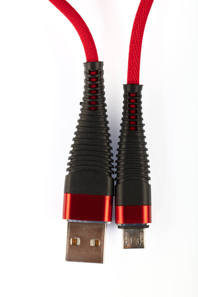 Smart Phone Charger Cable Mockup Isolar na tela branca com espaço de cópia para inserir texto. - Foto, Imagem