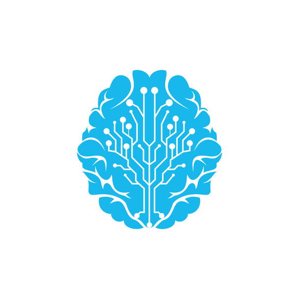 Beyin teknolojisi vektör logosu tasarımı. Robotik Beyin logo şablonu. - Vektör, Görsel